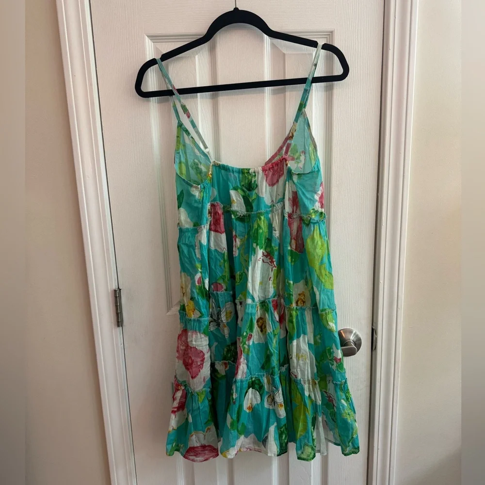 DEBBIE KATZ Amelie Sea Floral Babydoll Mini Dress Size Large - Picture 5 of 6